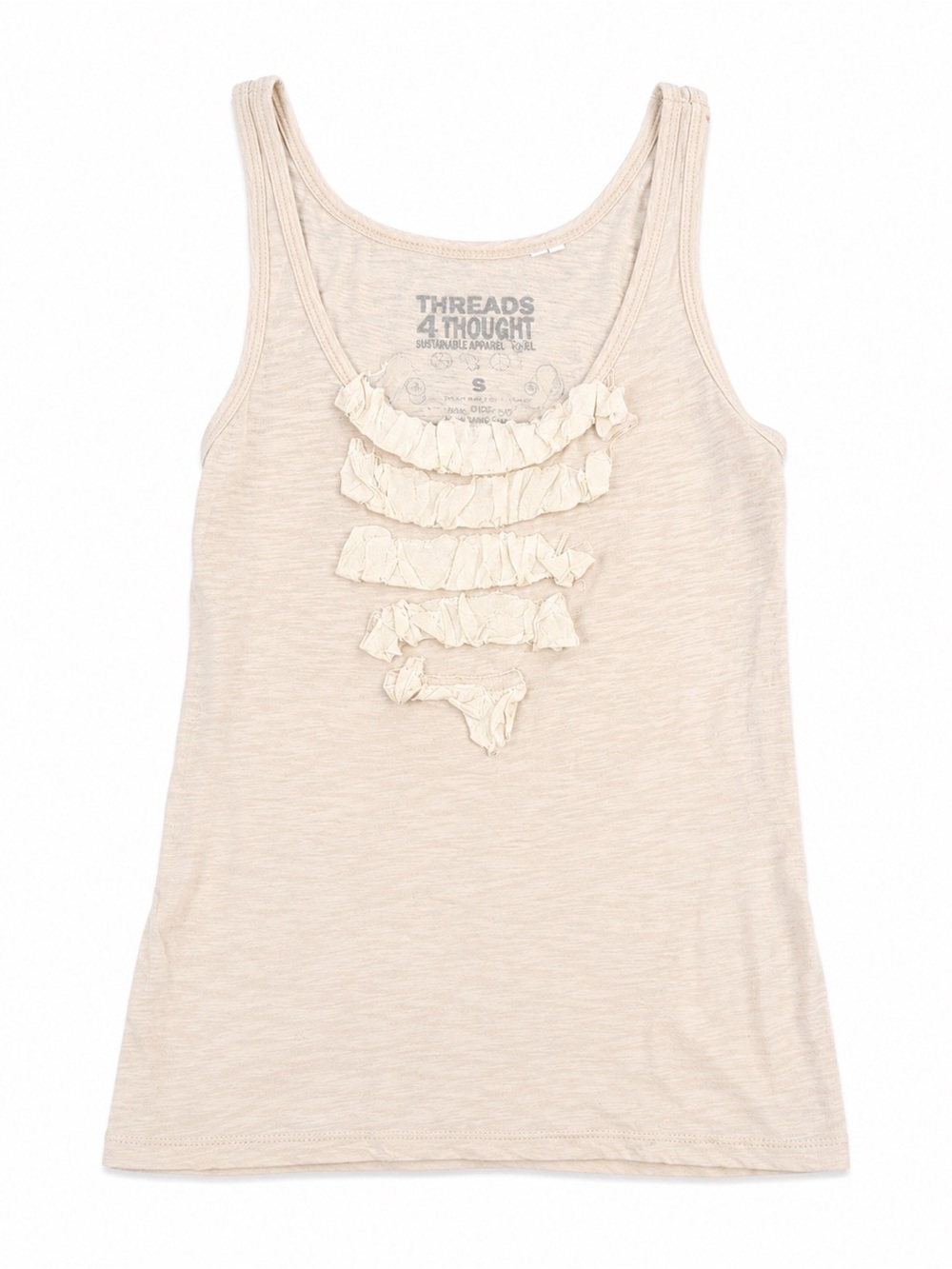 Threads 4 Thought Small Ivory Ruffle Front Tank Top Sustainable Apparel
